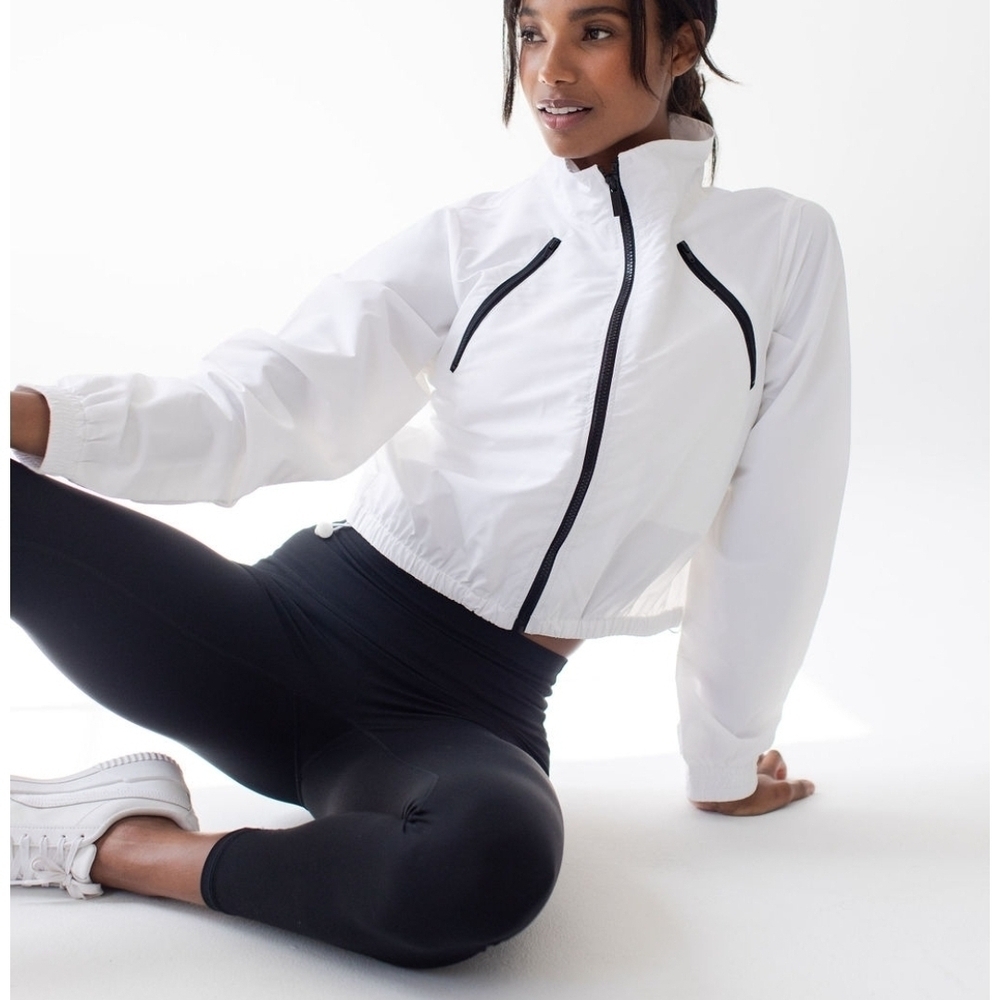 Savvi Women’s Kylen Windbreaker Jacket Black Colorblock Zip Size M
